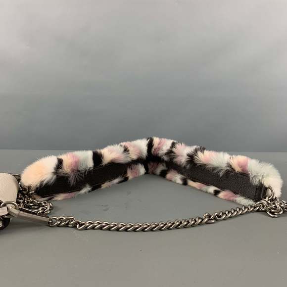 REBECCA MINKOFF Grey Rabbit Fur Leather Cross Body Handbag - Picture 9 of 10